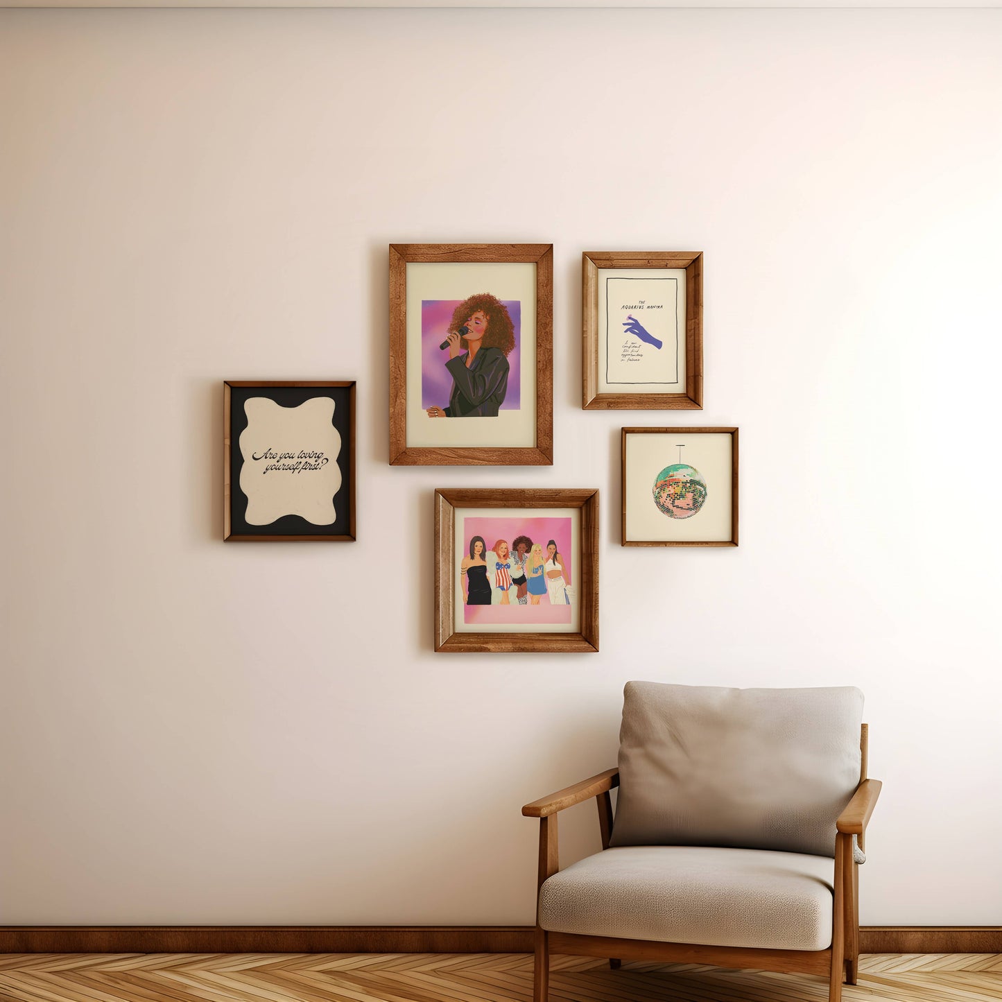 1990s Spice Girls Art Print - Pink Gradient