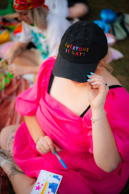 Everyone Is Gay hat shown from a side angle