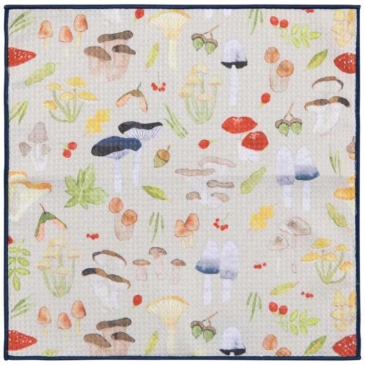 Field Mushroom dishcloth shown flat to display the full print – PABOOM