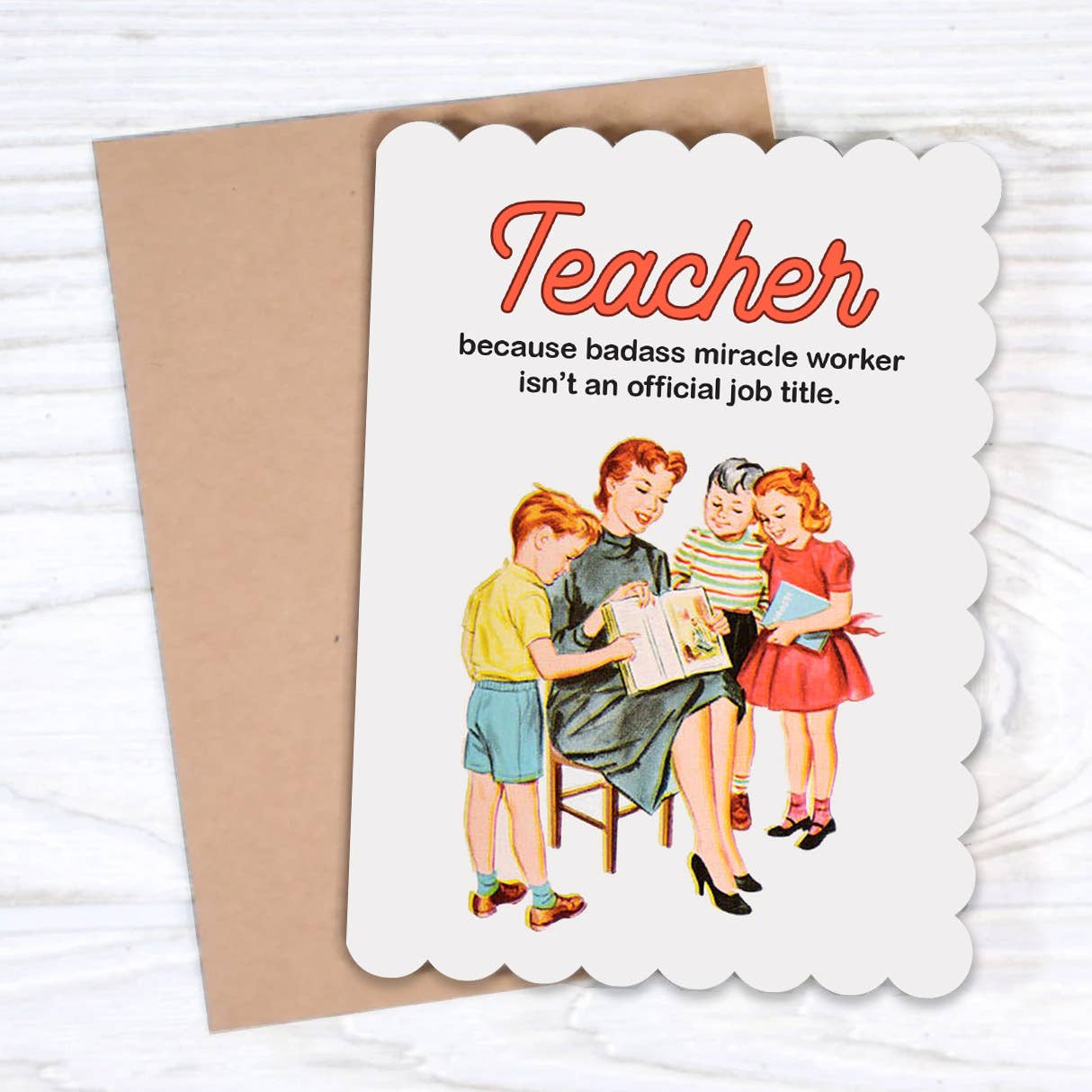 Teacher Thank You card shown from another angle