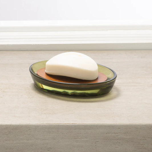Vaso Soap Dish - Smoky Green Glass