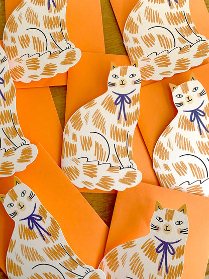 Close-up of the heart pattern detail on the Sitting Kitty Shaped Greeting Card Loveheart