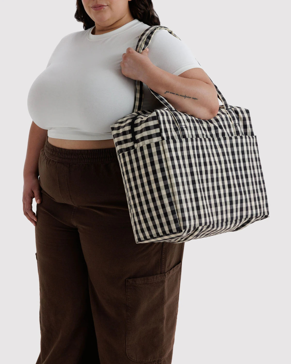BAGGU Cloud Carry-on Travel Bag - Black and Cream Gingham