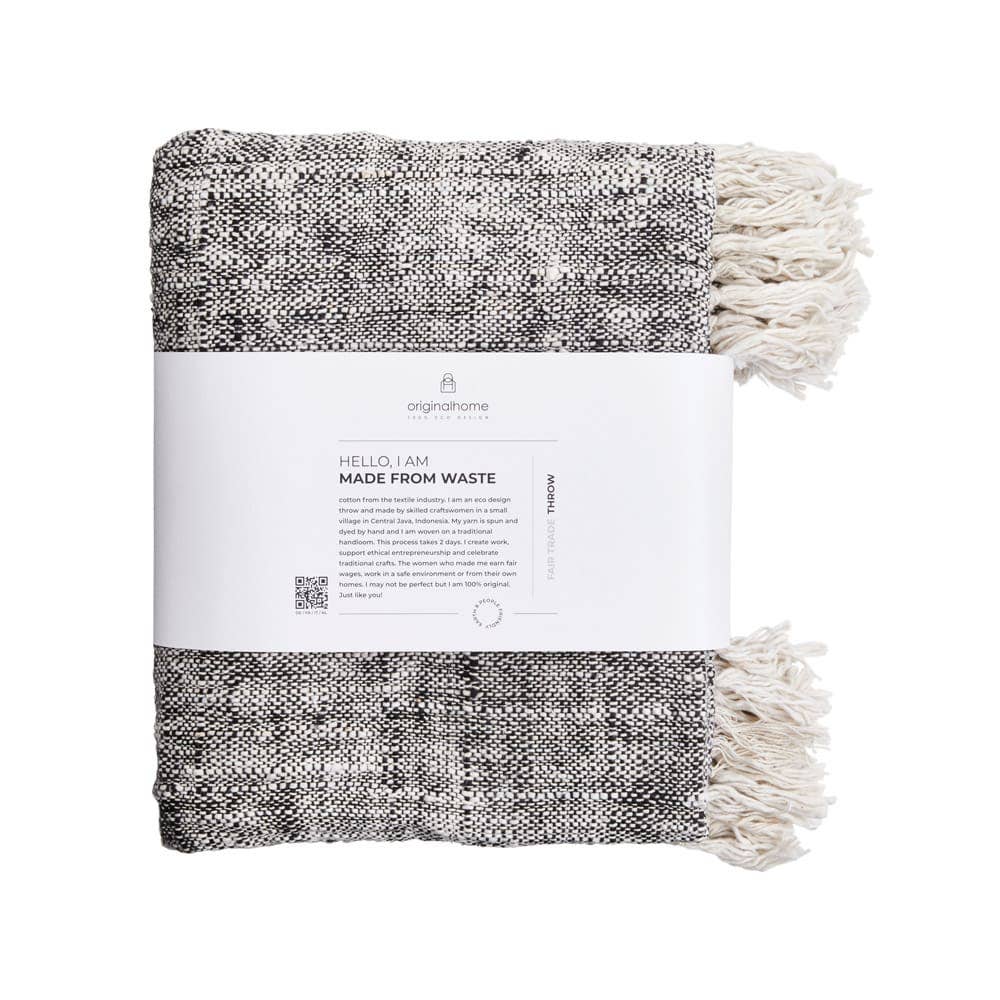 Waste Cotton Throw - Duo Tone Black / White
