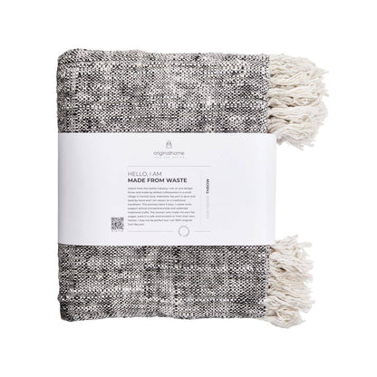 Waste Cotton Throw - Duo Tone Black / White