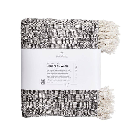 Waste Cotton Throw - Duo Tone Black / White