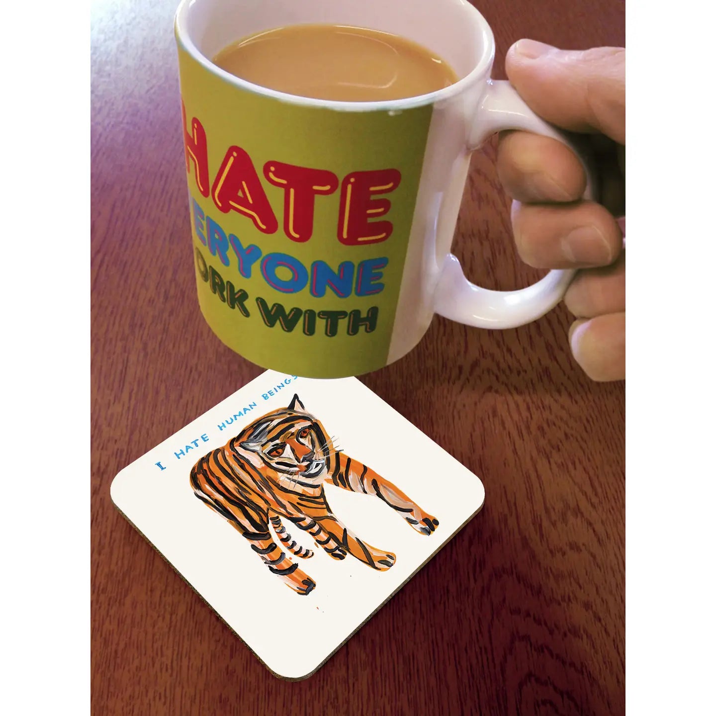 Tiger Hates Humans Coaster