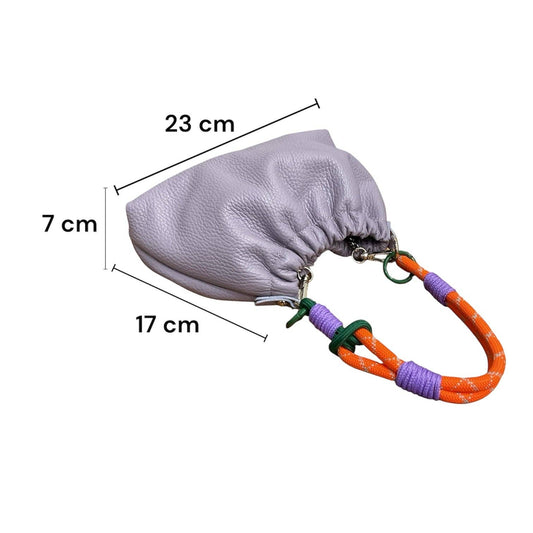 Plissa Small Grained Leather Drawstring Bag - Camel