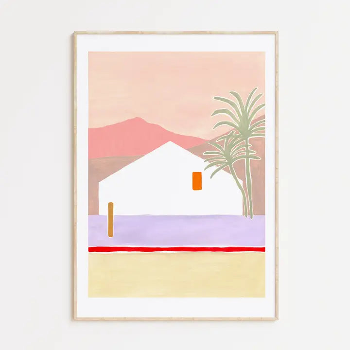 House And Palm Tree A3 Art Print