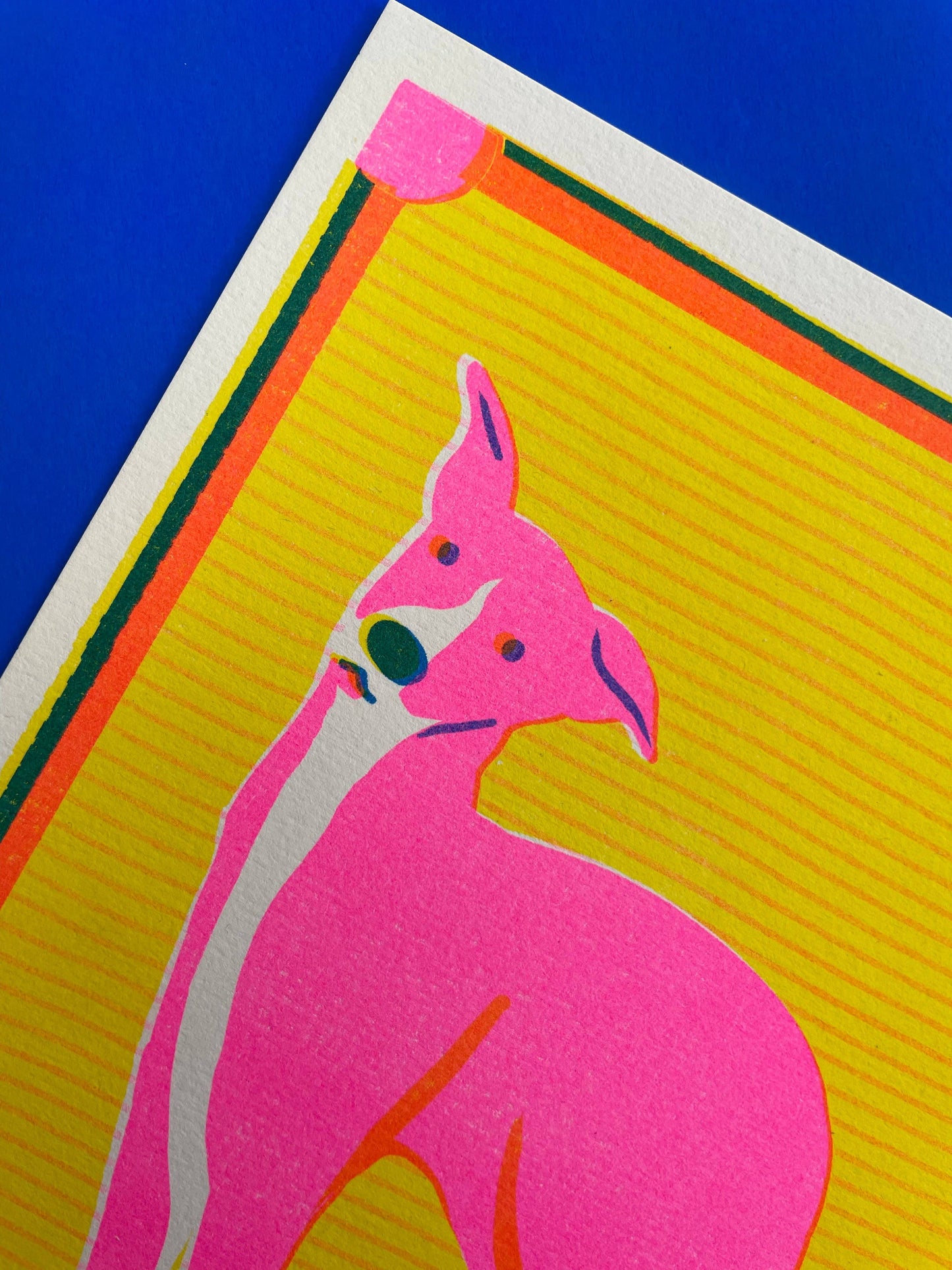 Whippet Mini risograph print shown unframed - PABOOM