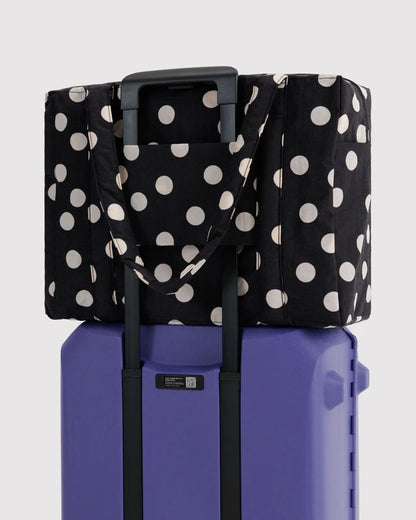 BAGGU Cloud Carry-on Black and Cream Polka Dot interior pocket detail - PABOOM