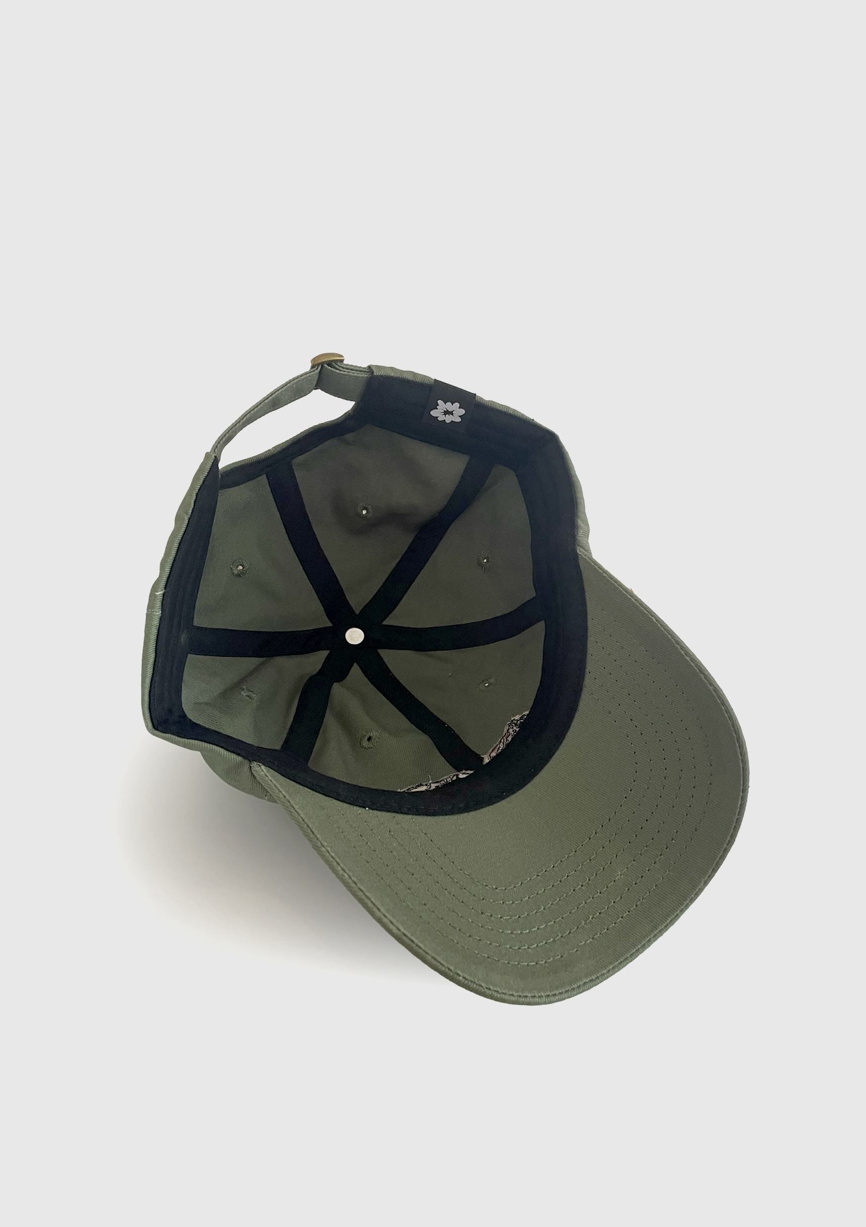 Angled view of Hop dad hat brim - PABOOM