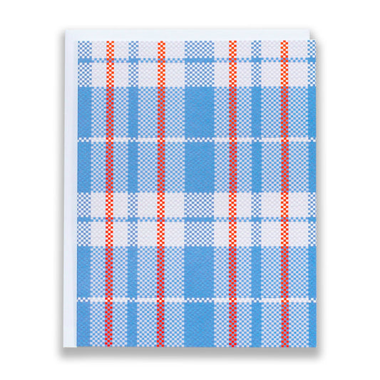 Red and Blue Plaid Shopping Bag Note Card