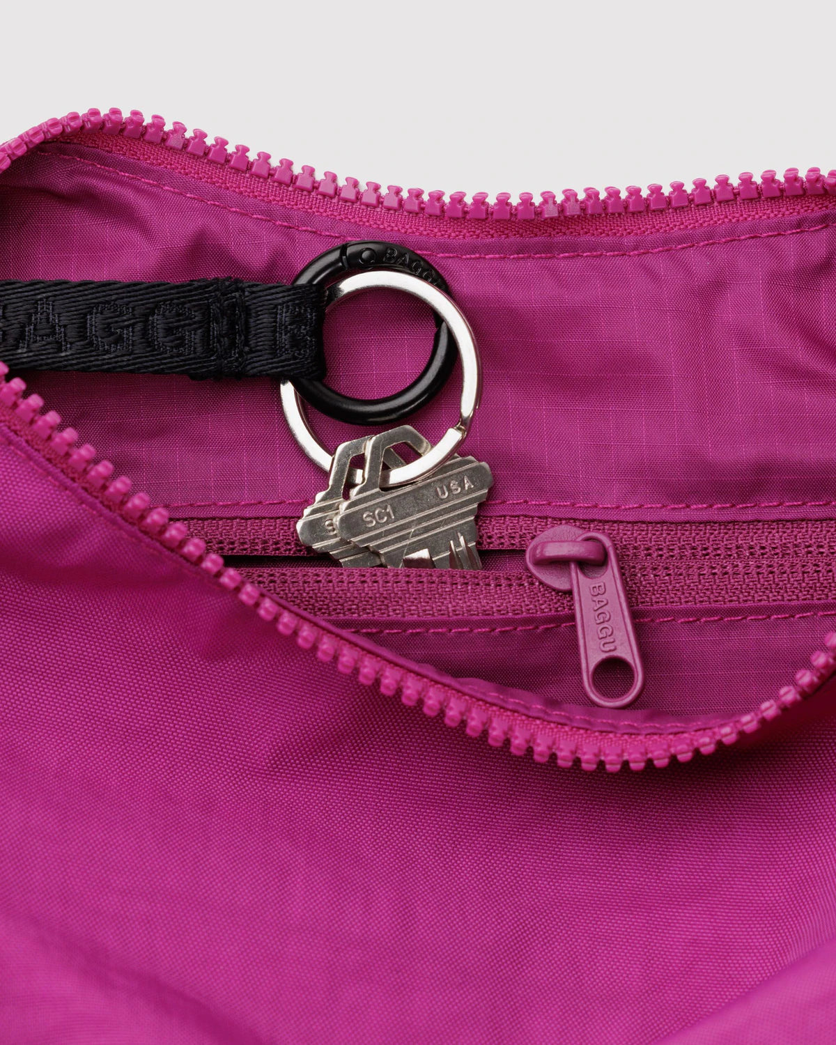BAGGU Small Nylon Crescent Bag - Deep Fuchsia