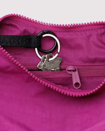 BAGGU Small Nylon Crescent Bag - Deep Fuchsia