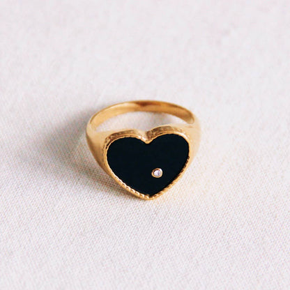 Heart Ring Black/Gold