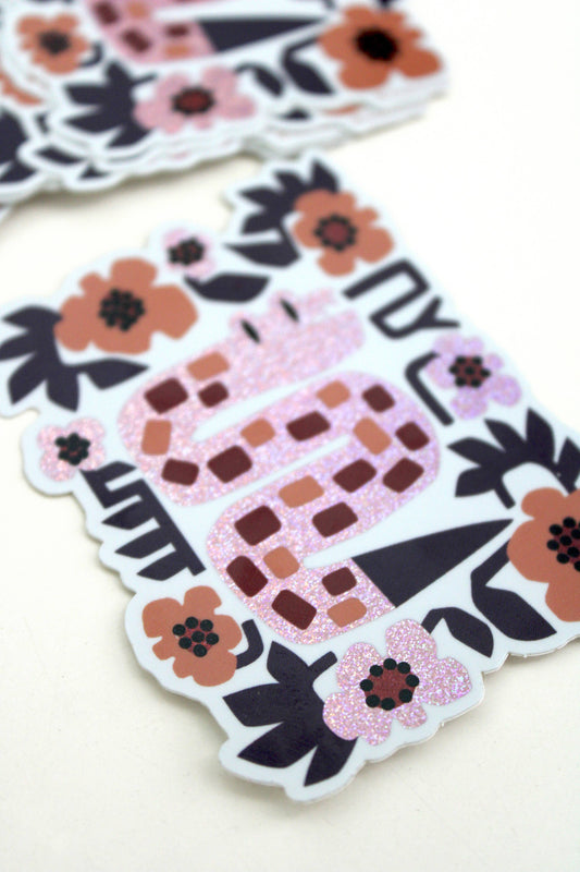 Slither Snake glitter vinyl sticker, detail view 1 — PABOOM