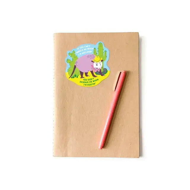 Hootin' Hollerin' Possum Diecut Vinyl Sticker - PABOOM
