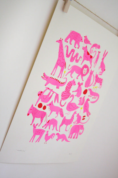 Creatures riso print by Leah Duncan, detail view 1 — PABOOM