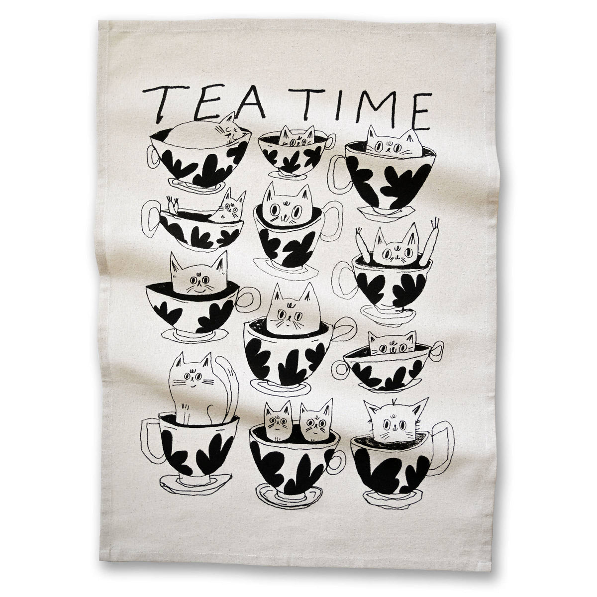 Tea Time tea towel hanging in a kitchen - PABOOM