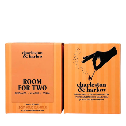 Charleston & Harlow Room For Two candle and box lineup lifestyle shot