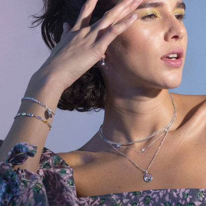 Triple Opal Starburst Necklace - Gold