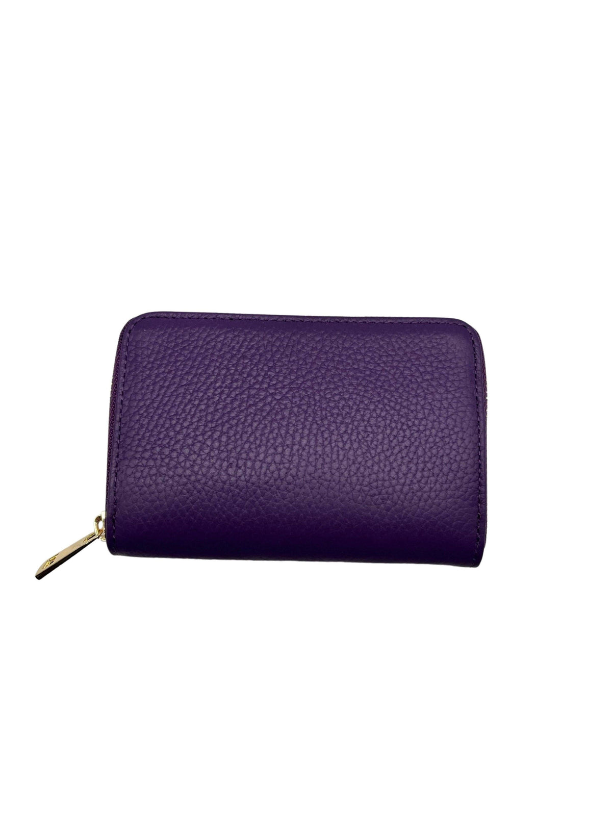 Grained leather zip-around wallet, side view