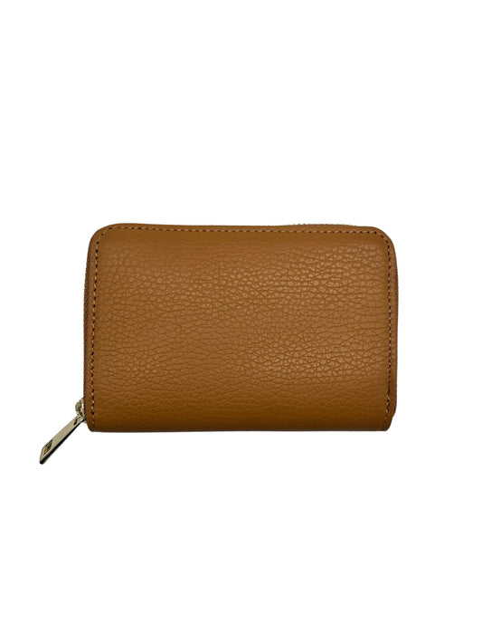 Camel grained leather zip-around wallet, edge detail