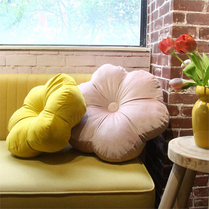 Velvet Bubblegum Pink Flower Cushion