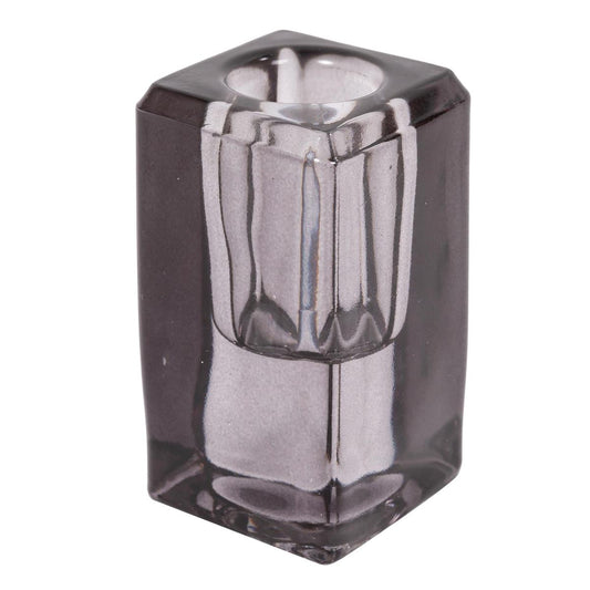 Square Grey Glass Taper Holder