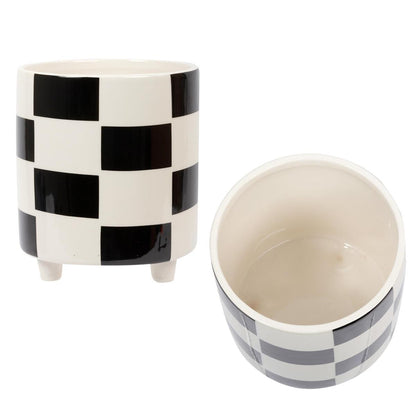 Checkered Black + White Planter