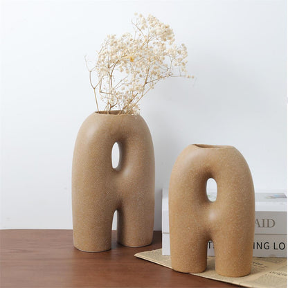 Brown Textured Jointed Vase