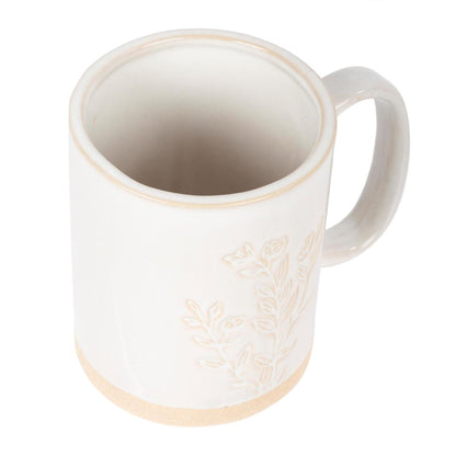 Embossed Botanical Mug White