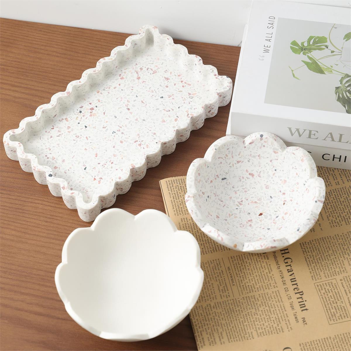 Terrazzo  Bowl with Scalloped Edge