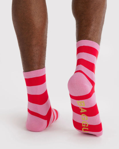 BAGGU Crew Sock - Pink Stripe