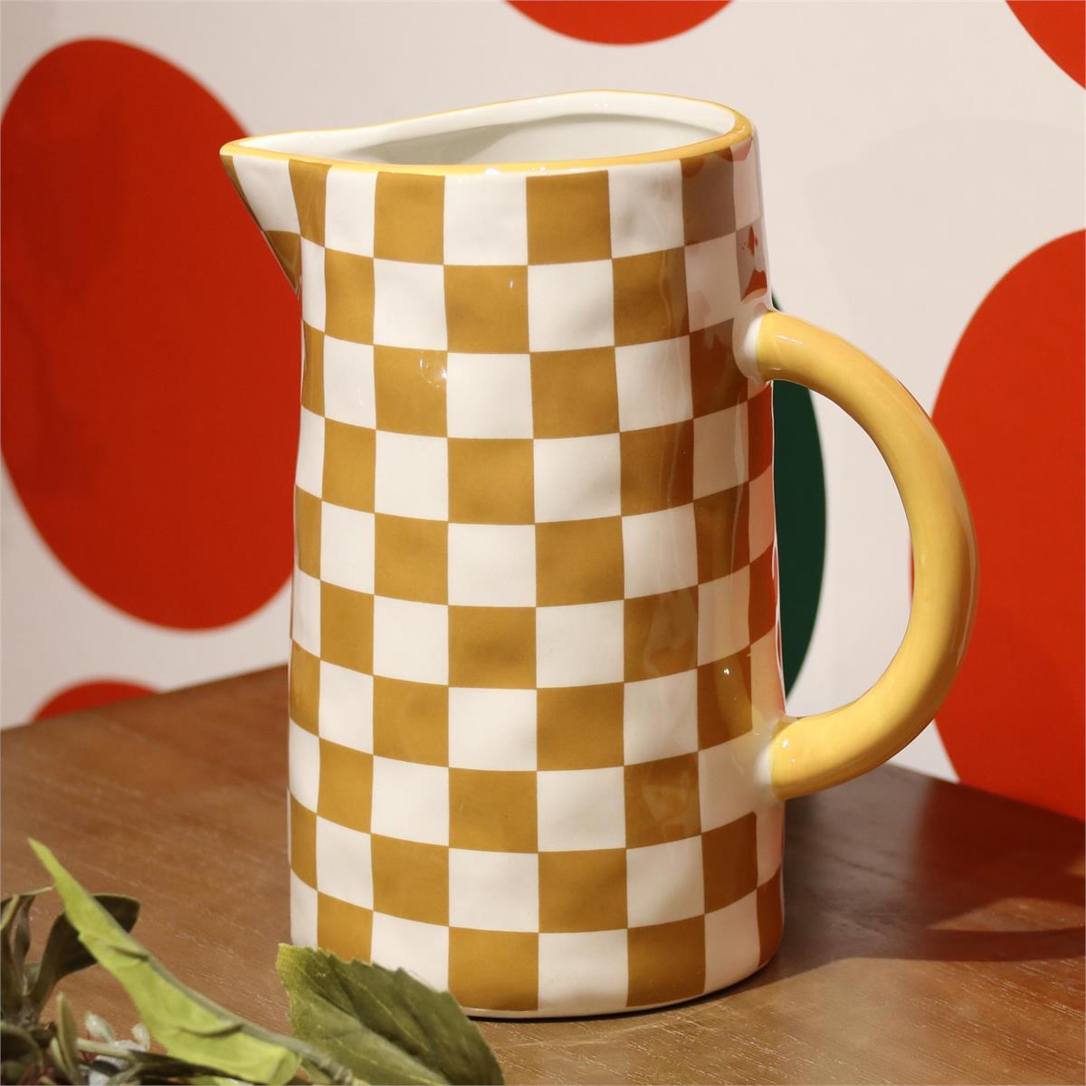 Checkered Ochre Pitcher