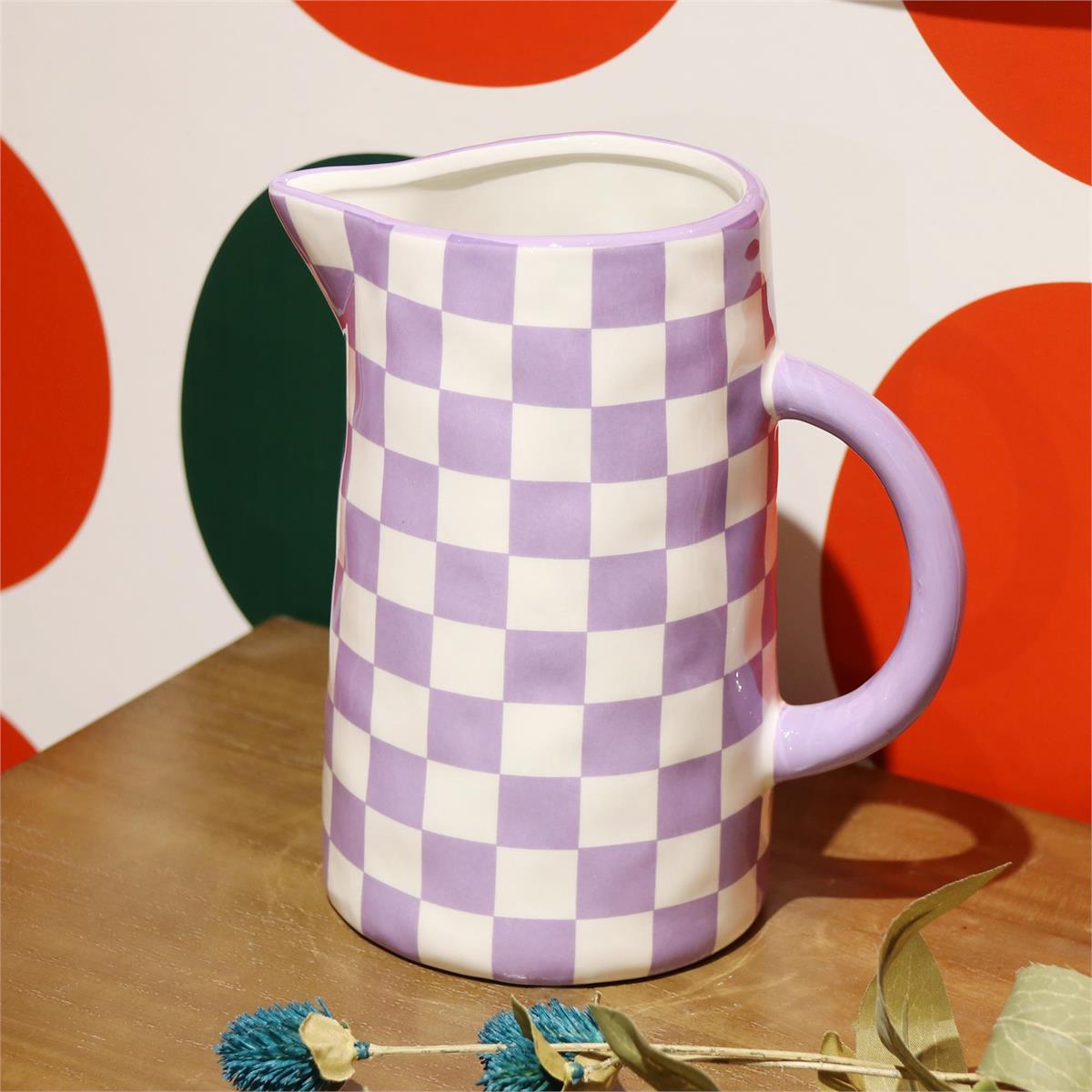 Checkered Lilac Pitcher