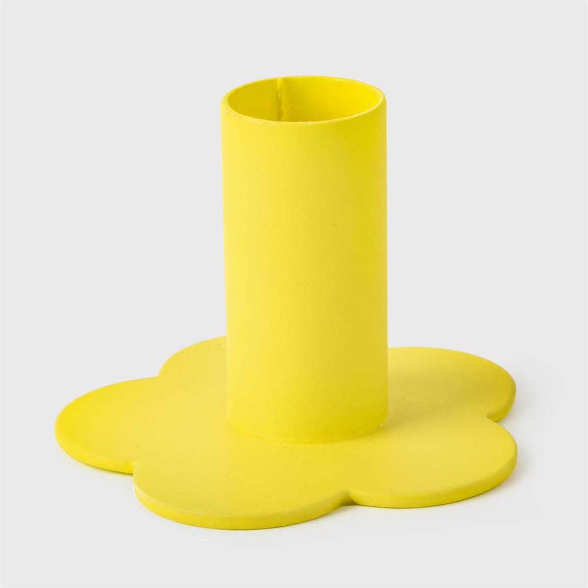 Iron Flower Taper Holder Yellow