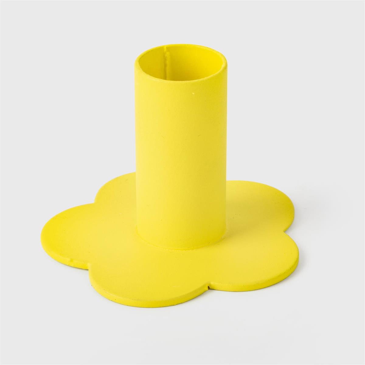 Iron Flower Taper Holder Yellow
