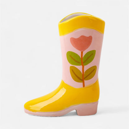 Ceramic Cowboy Boot Vase