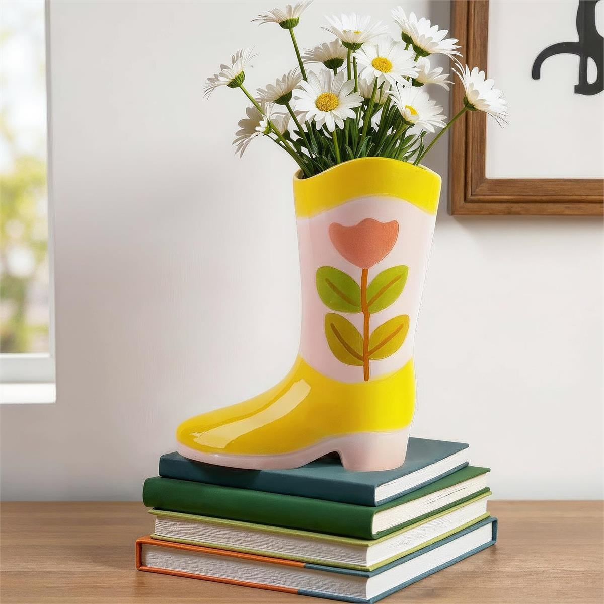 Ceramic Cowboy Boot Vase