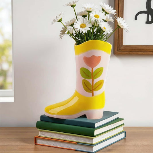 Ceramic Cowboy Boot Vase