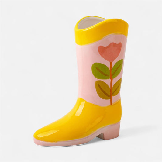 Ceramic Cowboy Boot Vase