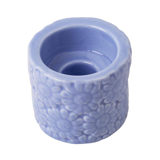 Flower Embossed Tealight Holder Blue