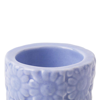 Flower Embossed Tealight Holder Blue