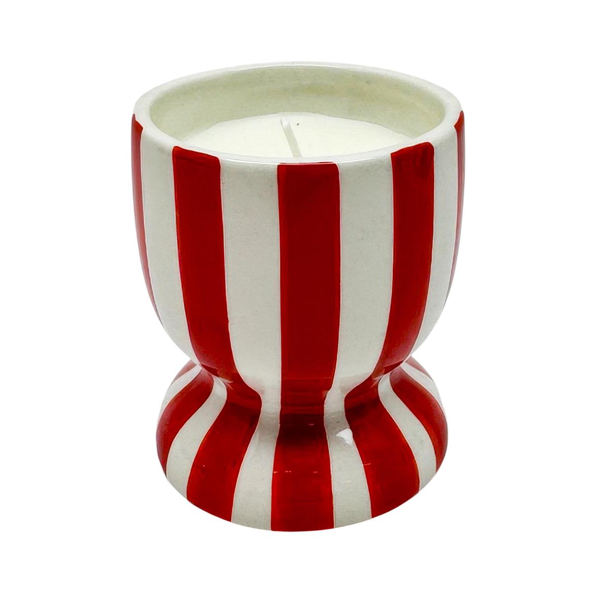 Striped Ceramic Jar Candle - Red