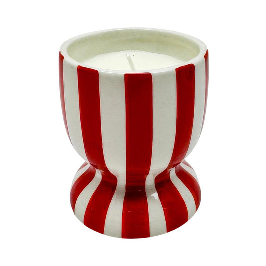 Striped Ceramic Jar Candle - Red