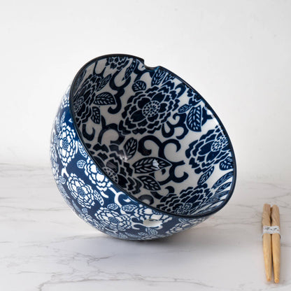 Botan Flower Design Bowl With Chopsticks