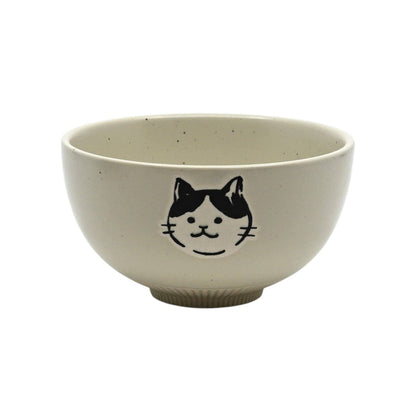Cat Design Porcelain Rice Bowl White