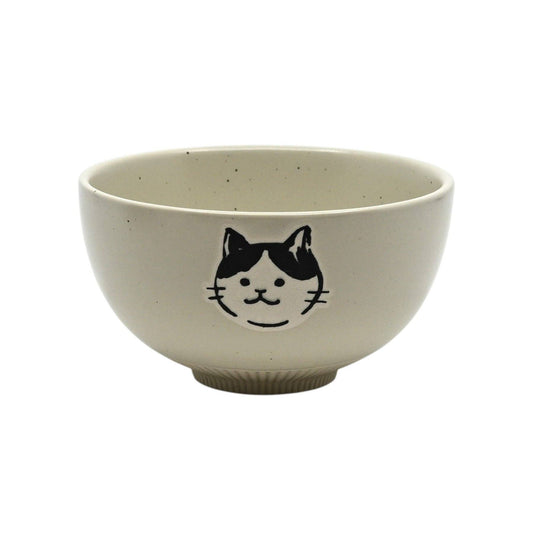 Cat Design Porcelain Rice Bowl White